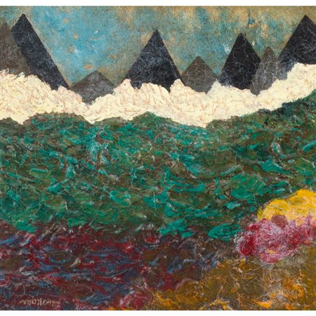 PITTORE DEL XX SECOLO, Paesaggio montano, Olio su tavola