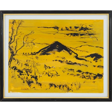 ALDO PECORAINO, Paesaggio, Tecnica mista su carta