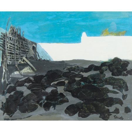 MARIO TORNELLO, Paesaggio Eoliano, Olio su tela