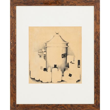 GIACOMO PORZANO, Natura morta, Tecnica mista su carta