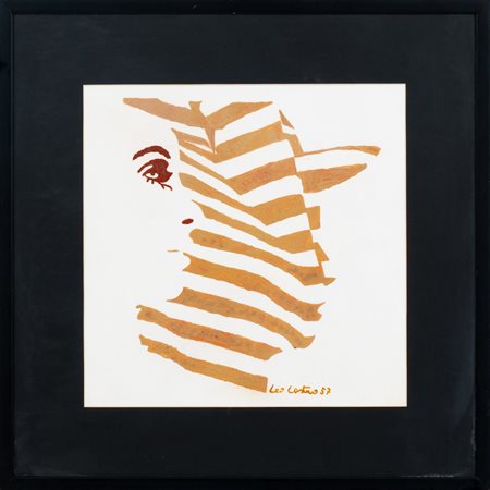 LEO CASTRO, Profilo femminile, Olio su cartoncino