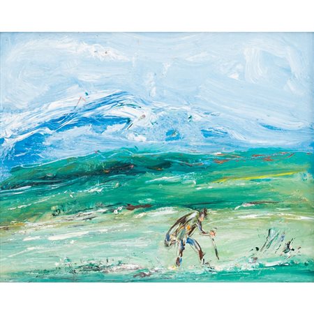 GIOVANNI STRADONE, Paesaggio ciociaro, Olio su tavoletta