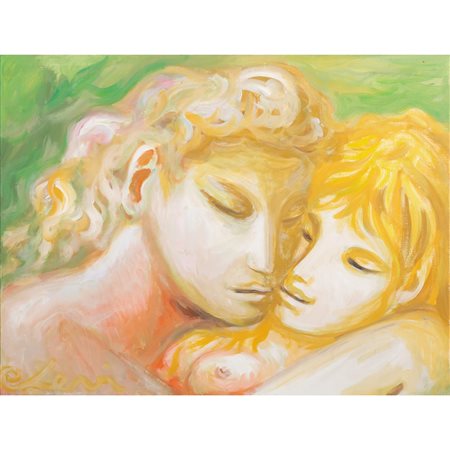 CARLO LEVI, Amanti, Olio su tela