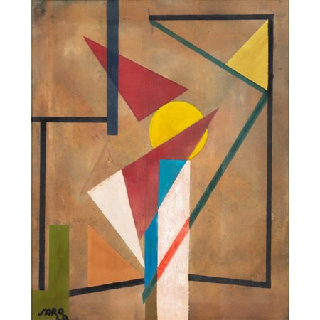 SARO MIRABELLA, Figure geometriche, Olio su tela