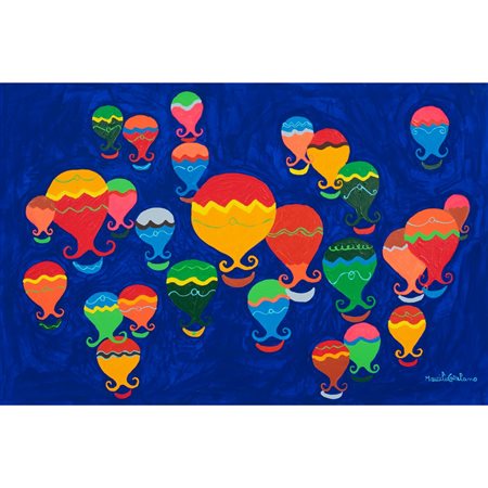 MAURILIO CATALANO, Mongolfiere, Olio su tela