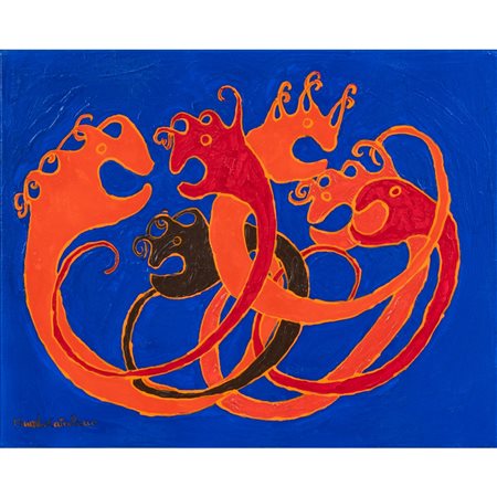 MAURILIO CATALANO, Cavallucci marini, Olio su tela