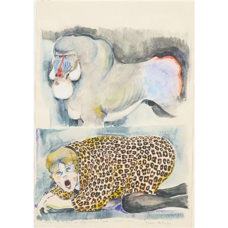 BRUNO CARUSO, Le belve, Tecnica mista su carta