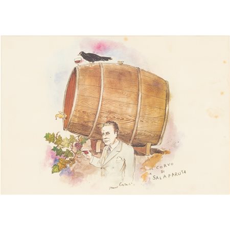 BRUNO CARUSO, Il corvo di Salaparuta, Tecnica mista su carta