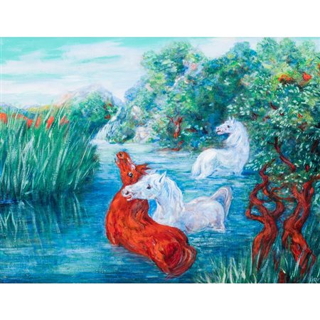 ALIGI SASSU, I cavalli di Saturnia, Olio su tela