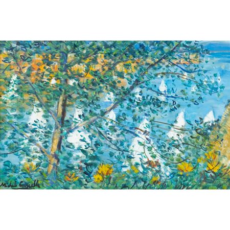 MICHELE CASCELLA, Portofino, Olio su tela