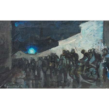 PAOLO SCHIAVOCAMPO, Turno di notte, Olio su tela