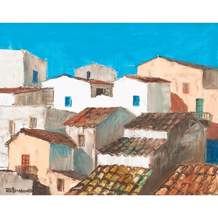 TOTÒ BONANNO, Tetti, Olio su tela