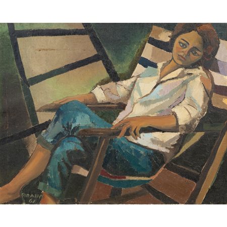 RAFFAELLO PIRAINO, Figura sdraiata, Olio su tela