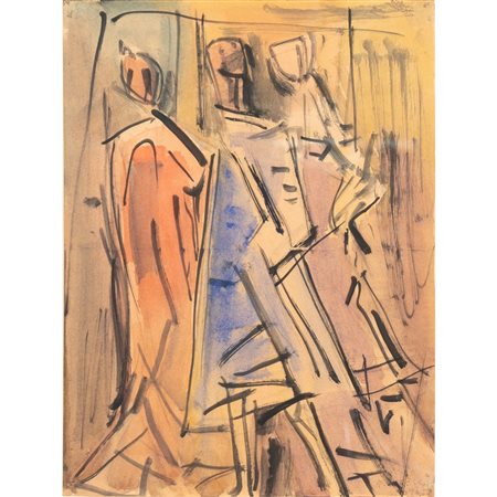 ALFONSO AMORELLI, I prelati, Acquarello su carta