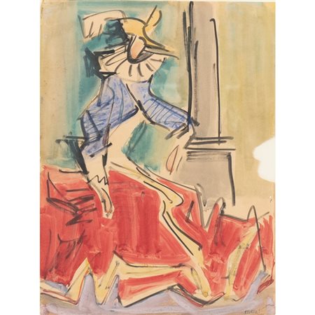 ALFONSO AMORELLI, Maschera, Acquarello su carta