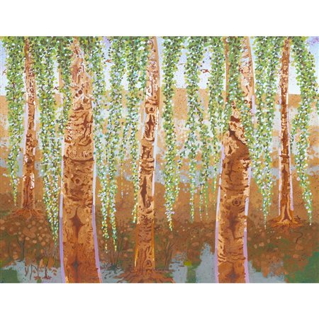 GIULIANO ALBAVERA, Betulle, Estate, Olio su tela
