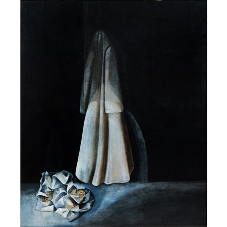 PIETRO D'AGUANNO, Olio e applicazioni cartacee su tela