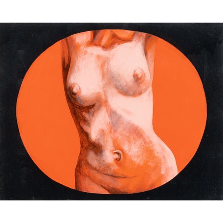 MARIO BARDI, Nudo in un tondo, Olio su tela