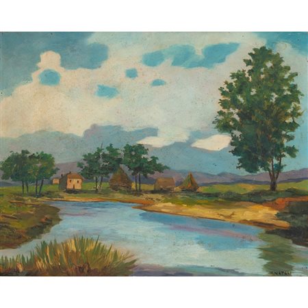 RENATO NATALI, Paesaggio, Olio su tavola