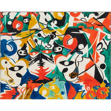 HERTA AMORELLI, Figura astratta, Tecnica mista su carta