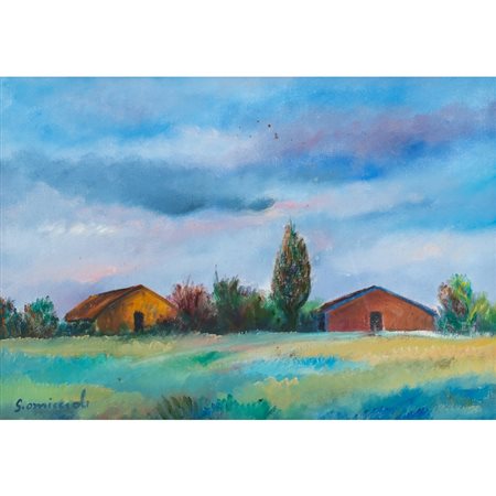 G.OMICCIOLI, Casolare a Passoscuro, Olio su cartone telato