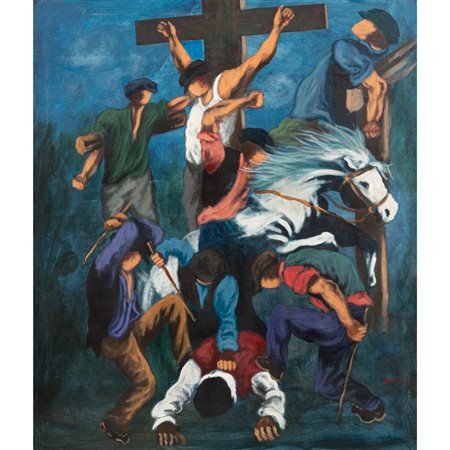 GIUSEPPE UZZACO, Crocifissione, Olio su tela