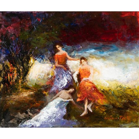 GIANNI TESTA, Danza nel bosco, Olio su tela