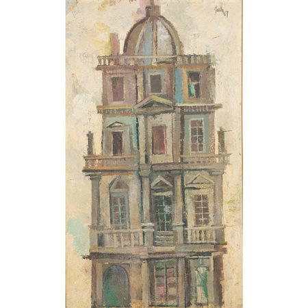 FABIO FAILLA, Prospetto di palazzo, Olio su masonite