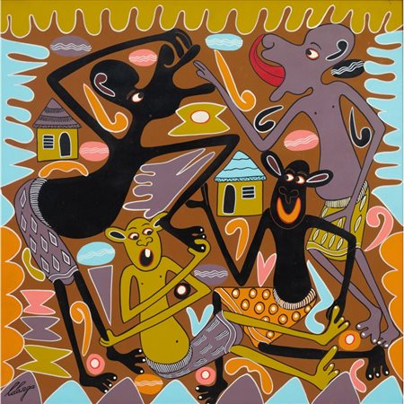 GEORGE LILANGA, Olio su masonite