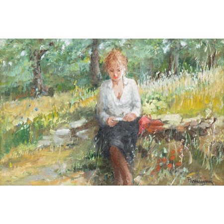 ALDO PARMIGIANI, In campagna, Olio su tela