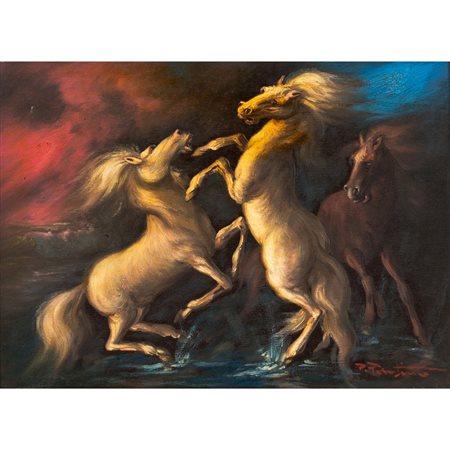 PIETRO PANTINO, Cavalli, Olio su tela