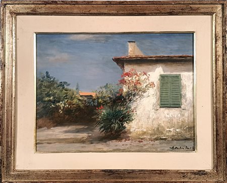 MELO ATTILIO Padova (Pd) 1917 Estate in Toscana 1989 Olio su tavola...