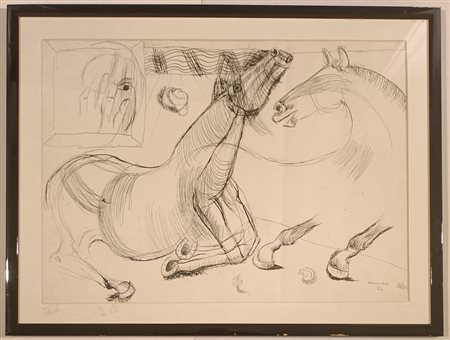 CASSINARI BRUNO Piacenza (PC) 1912 Studio di cavallo 1974 China su carta...