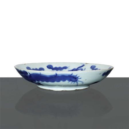 Piatto in porcellana con drago della Dinastia Qing, 19° secolo