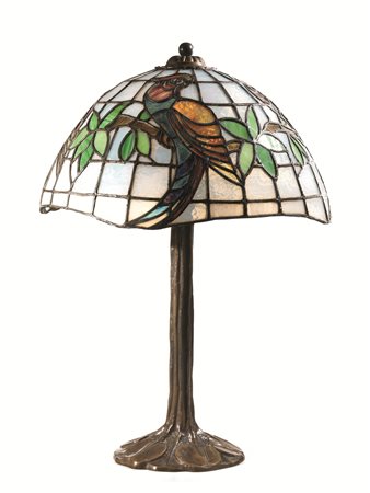 LUME DA TAVOLOsec. XXbase in bronzo e paraluce legato a piombo, stile...