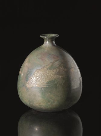 Pietro Melandri(Faenza 1885-1976)VASO CON PESCI1930 circamaiolica lustrata...