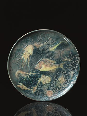 Pietro Melandri(Faenza 1885-1976)PIATTO CON NATURA MARINA1922-1931maiolica...