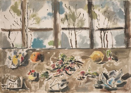 Filippo de Pisis (Ferrara 1896 - Milano 1956) NATURA MORTA CON UVAolio su...