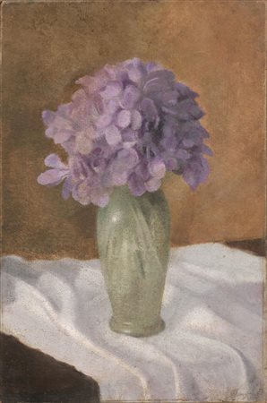 Antonio Donghi (Roma 1897 - Roma 1963) LE ORTENSIE olio su tela, cm...