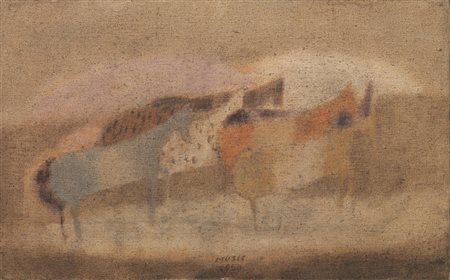 Zoran Music (Gorizia 1909 - Venezia 2005) CAVALLINI CHE PASSANO olio su tela,...