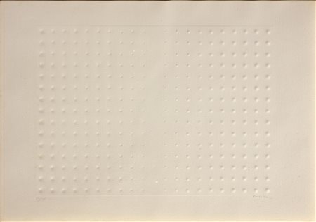 Enrico Castellani (Castelmassa 1930) SENZA TITOLO calcografia su carta, cm...