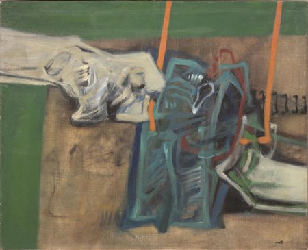 Mino Ceretti (Milano 1930) COERCIZIONE olio su tela, cm 80x100 firmatosul...