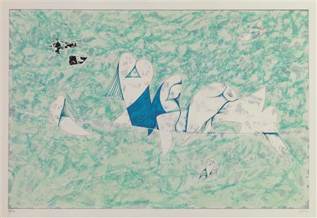 Gianni Dova (Roma 1925 - Milano 1991) SENZA TITOLO serigrafia su carta, cm...