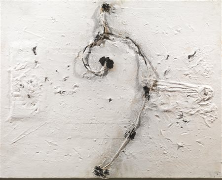 Arturo Carmassi (Lucca 1925) SUITE SATIE VI collage, sabbia, filo di ferro,...