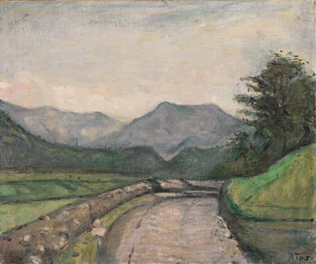 Arturo Tosi (Busto Arsizio 1871 - Milano 1956) PAESAGGIO olio su tela, cm...