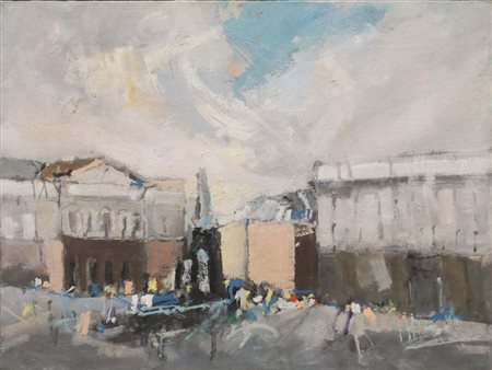 Angelo Del Bon (Milano 1898 - Desio 1952) PIAZZA DELLA SCALA A MILANO olio su...