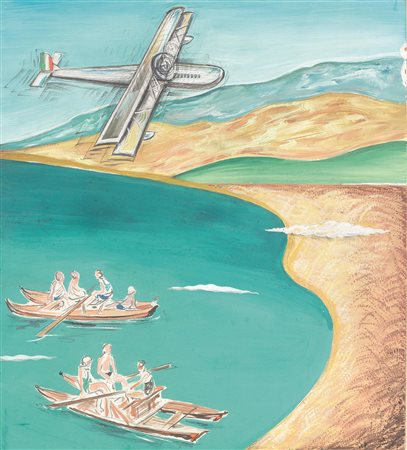 Uberto Bonetti (Viareggio 1909 - 1993) TRA MARE E LAGO olio e tempera su...