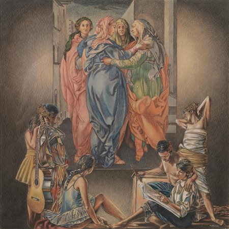 Sergio Nardoni(Firenze 1947)AI PIEDI DI PONTORMOtempera e gouache su cartone...