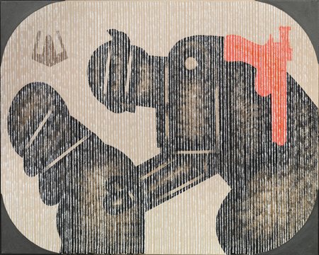 Concetto Pozzati (Vo' Vecchio 1935) TOR-TURA TELE-VISIVA smalto e acrilico su...