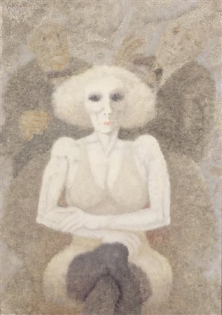 Remo Squillantini (Stia 1920 - 1996) RITRATTO FEMMINILE olio su tela, cm...